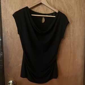 Black shell. Cowl neckline. Classic style.